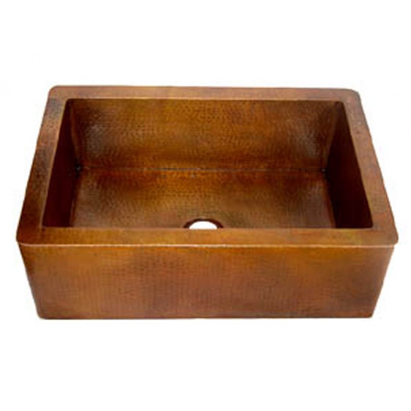 Copper Farmhouse Sink - Classic Apron, 33x22x9