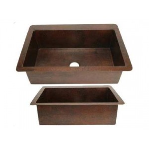 Copper Kitchen Sink - Single Bowl, 22x16x6.5