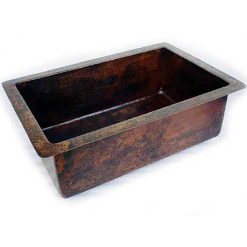 Copper Kitchen Sink - Single Bowl, 22x16x6.5