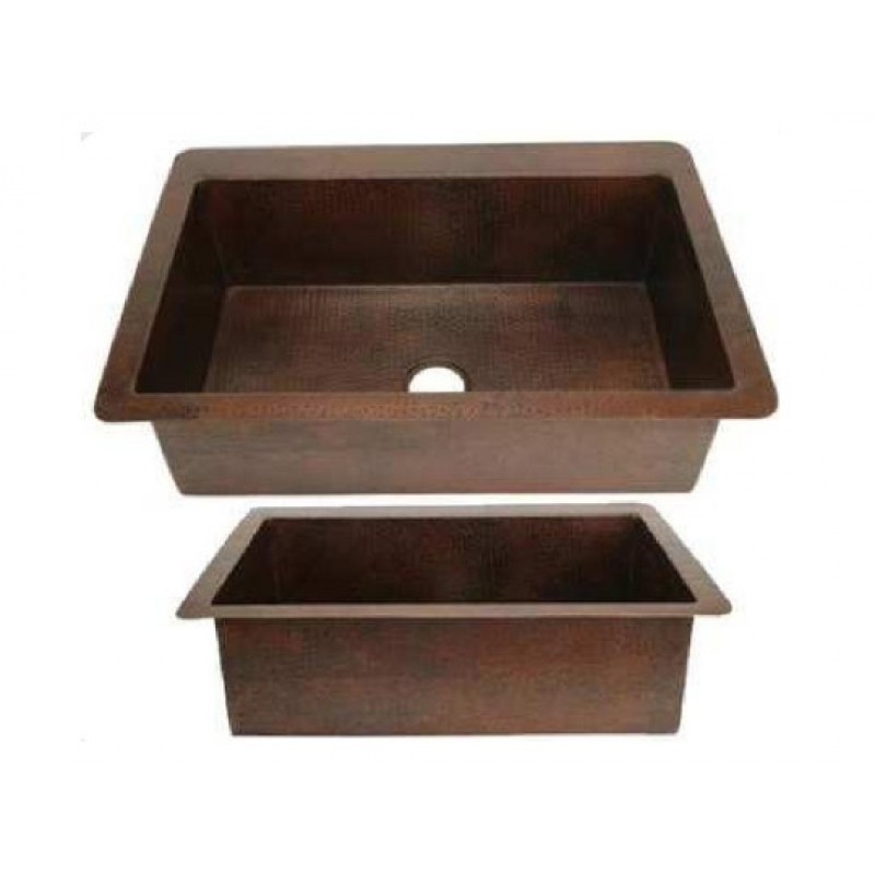 Copper Kitchen Sink - Single Bowl, 25x22x9