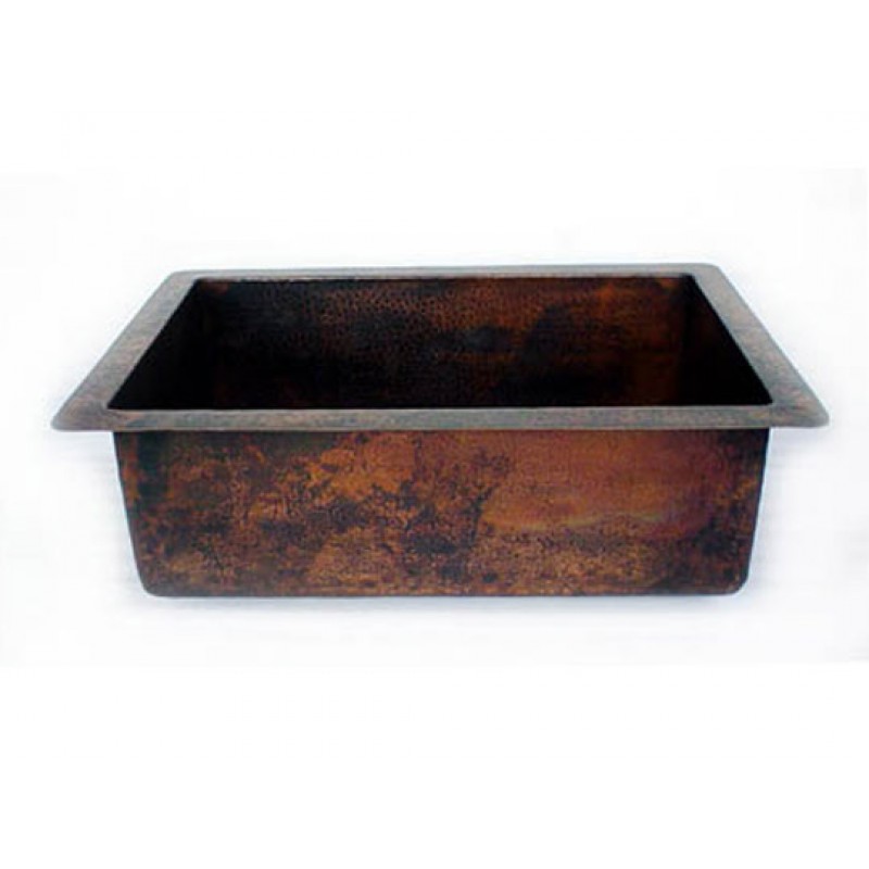 Copper Kitchen Sink - Single Bowl, 33x22x9