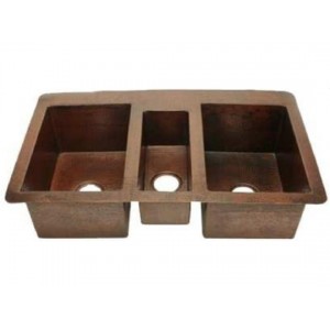Copper Kitchen Sink - Triple Bowl Classic Design, ...