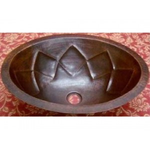 Diamond Design Oval Copper Sink, 17x12.5