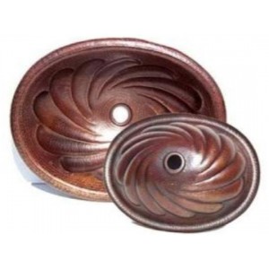 Swirl Design Oval Copper Sink, 17x12.5