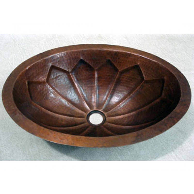 Rhombus Design Oval Copper Sink, 19x14
