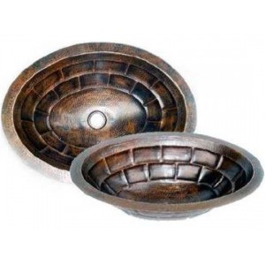 Baby Turtle Rope Lip Design Oval Copper Sink, 19x1...