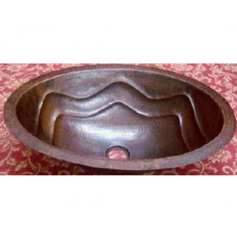 Wave Design Oval Copper Sink, 19x14