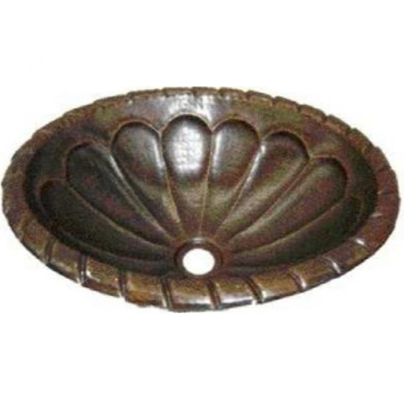 Pumpkin Design Rope Lip Oval Copper Sink, 19x14