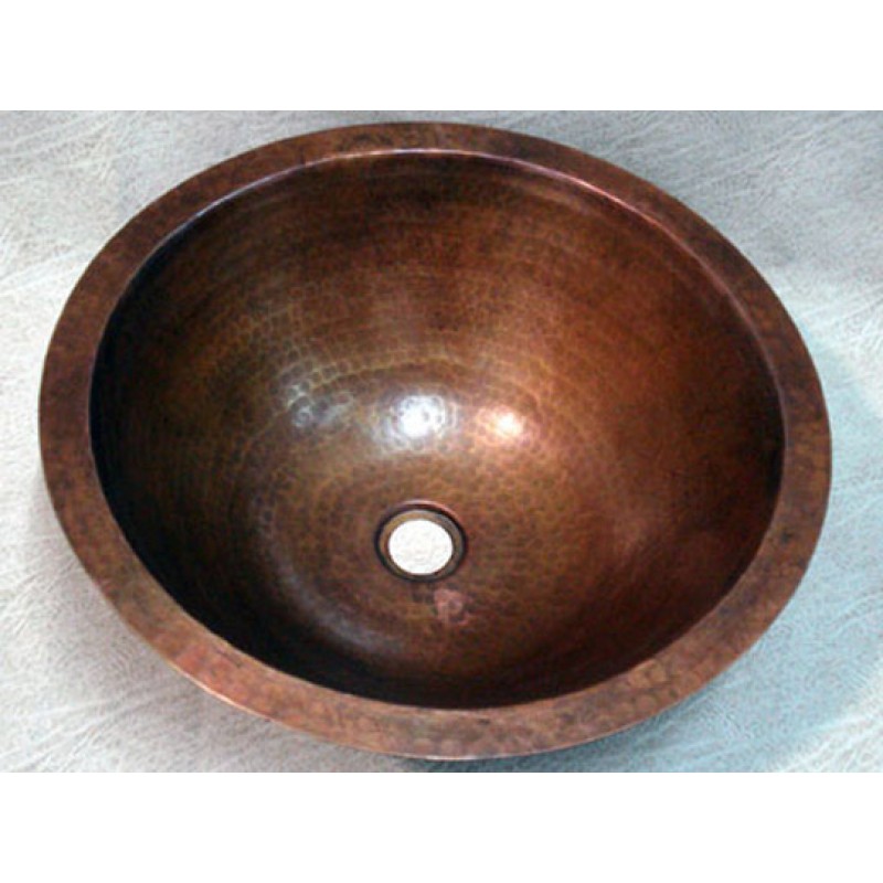 Classic Design Round Copper Sink, 15x5.5