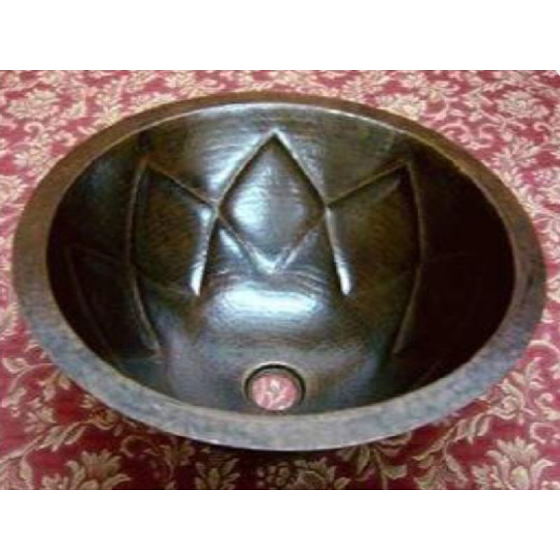 Diamond Design Round Copper Sink, 17x6