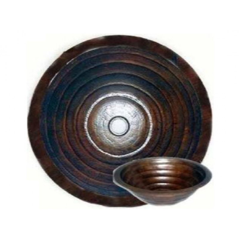 Ringed Design Round Copper Sink, 15x5.5