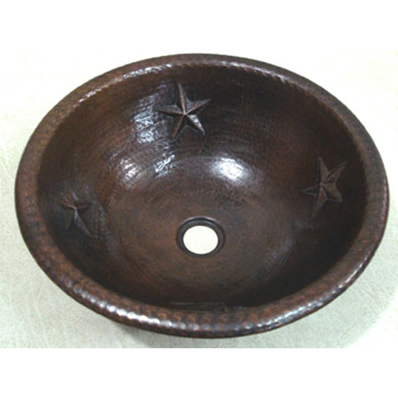 Star Design Round Copper Sink, 15x5.5