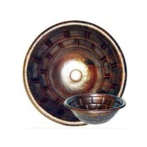 Turtle Shell Design Round Copper Sink, 17x6