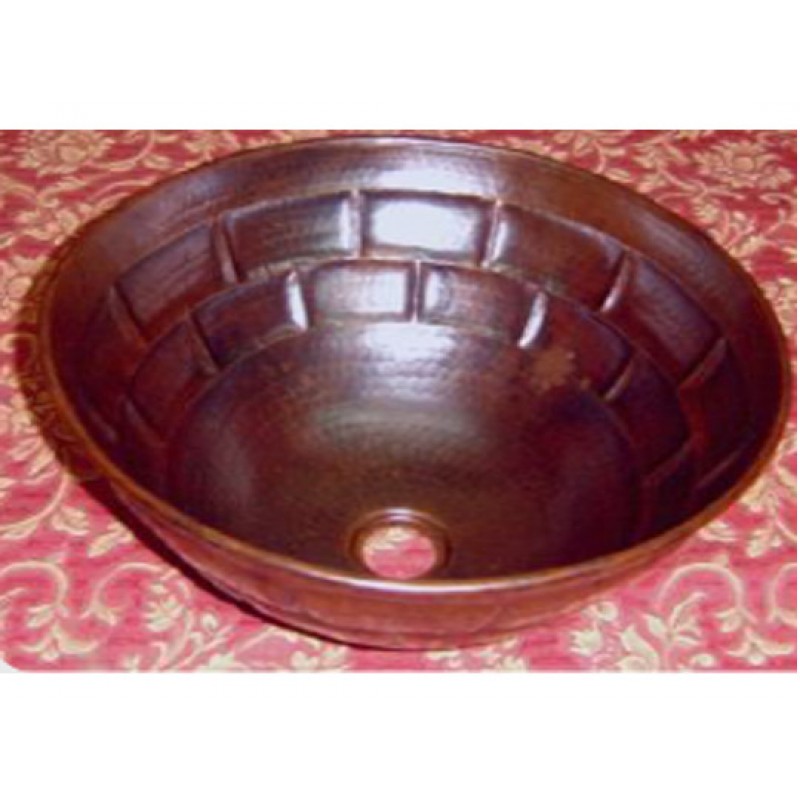 Turtle Shell Design Copper Vessel Sink, 17x6