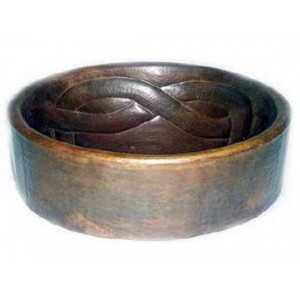Rope Design Copper Vessel Sink With Apron, 15x5.5