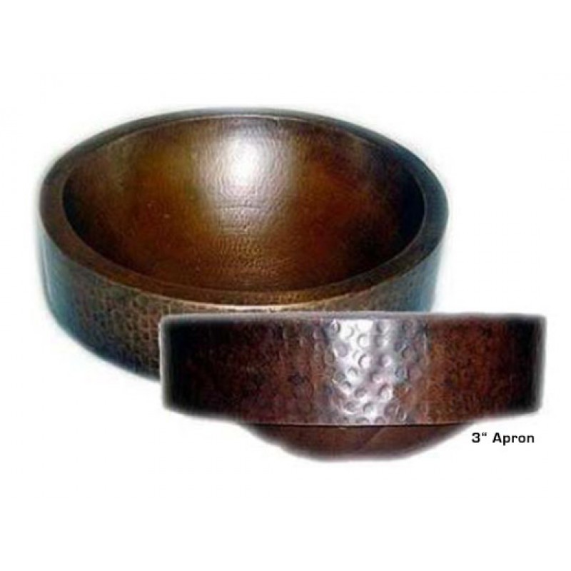 Classic Copper Vessel Sink With Apron, 15x5.5