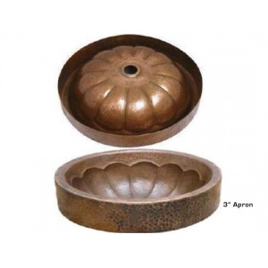 Pumpkin Design Copper Vessel Sink With Apron, 17x6
