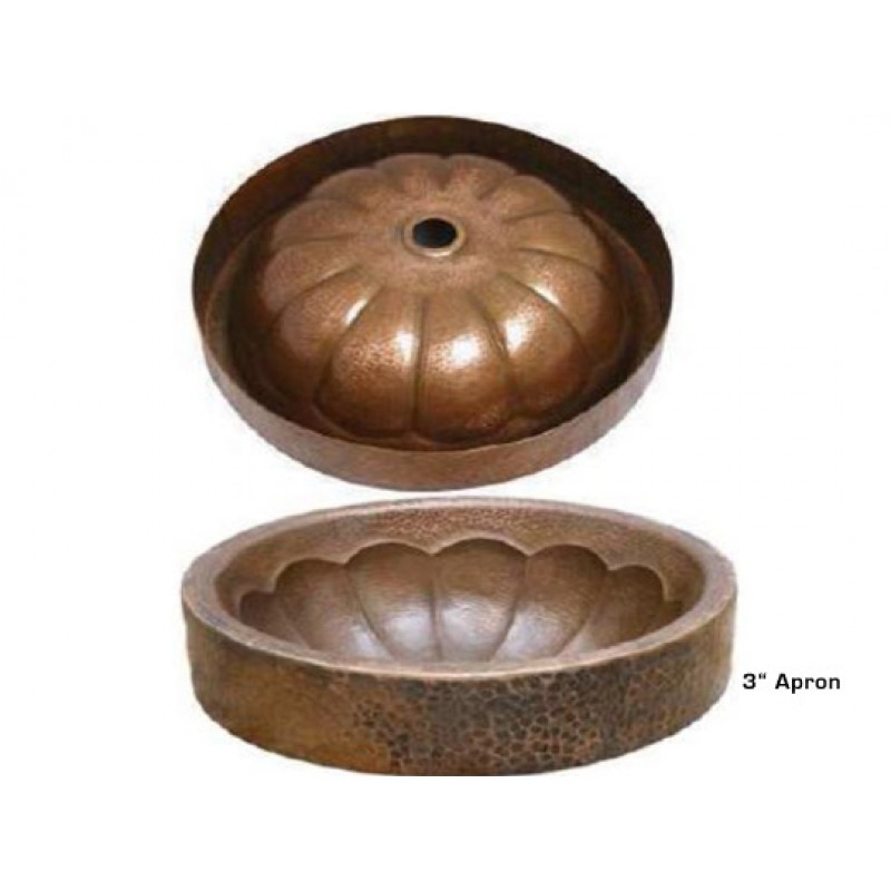 Pumpkin Design Copper Vessel Sink With Apron, 17x6
