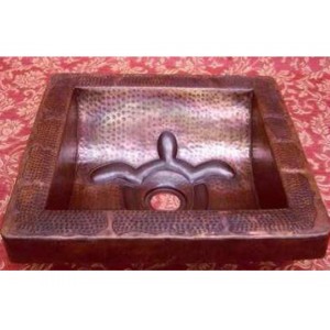 Square Arched Turtle Design Copper Vessel Sink