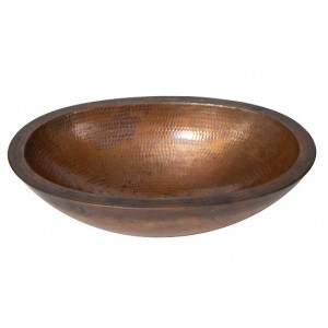 19" Oval Double Wall Hammered Copper Bathroom...