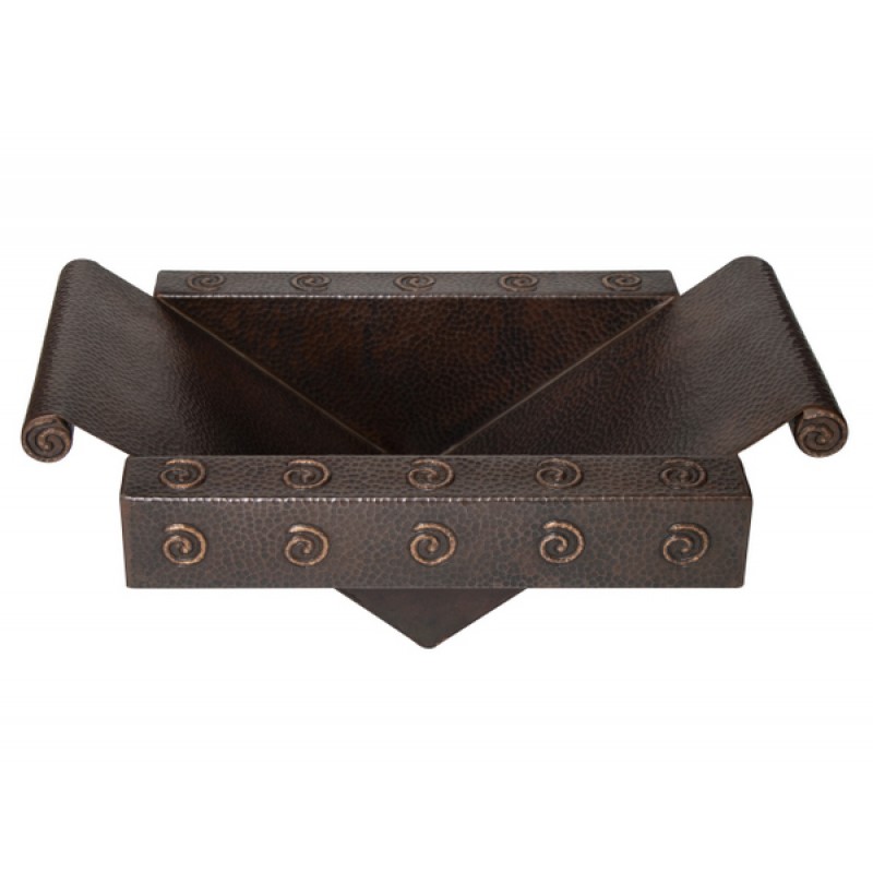 17" Rectangular Apron Inclined Bottom Hammered Copper Bathroom Sink