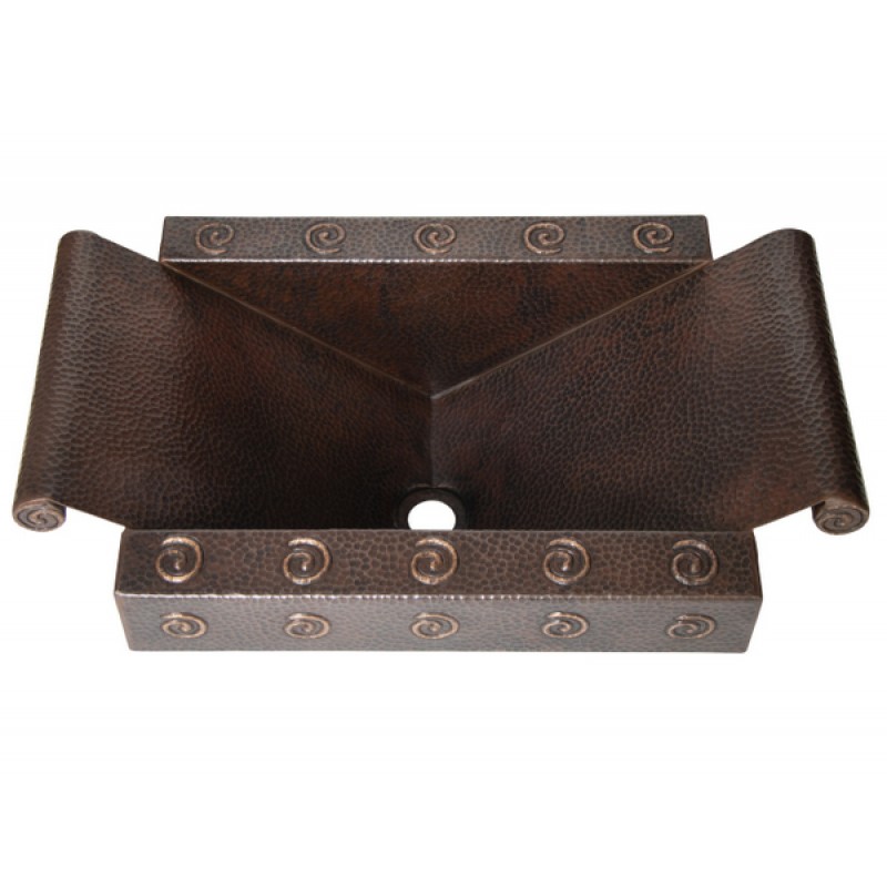 17" Rectangular Apron Inclined Bottom Hammered Copper Bathroom Sink