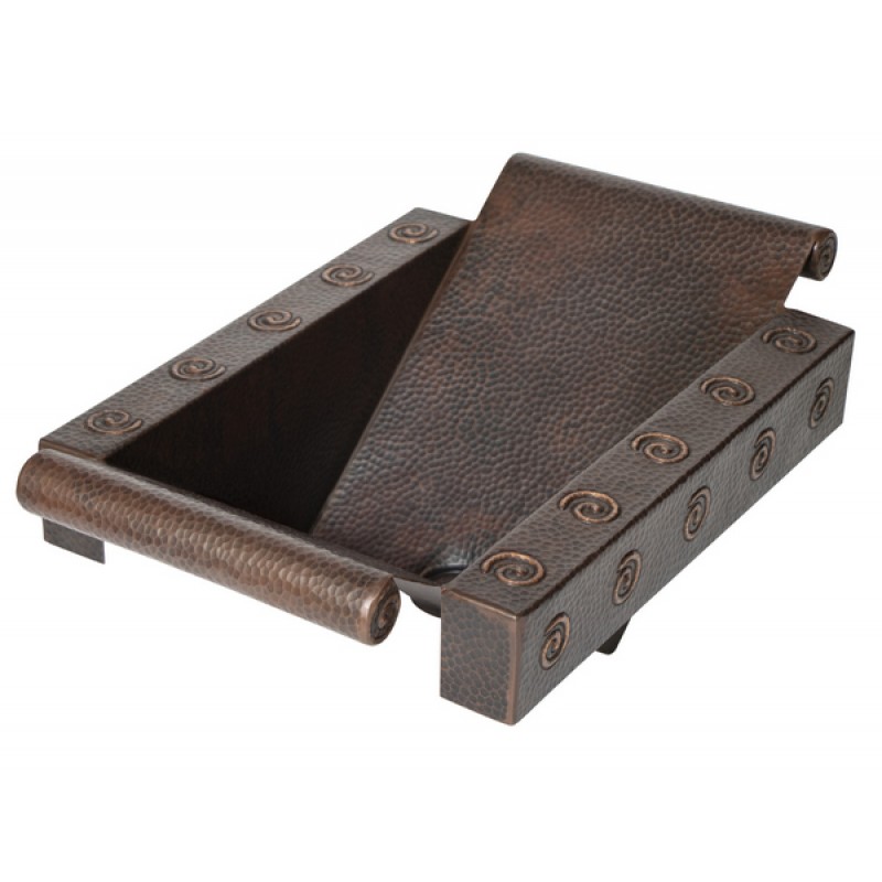 17" Rectangular Apron Inclined Bottom Hammered Copper Bathroom Sink