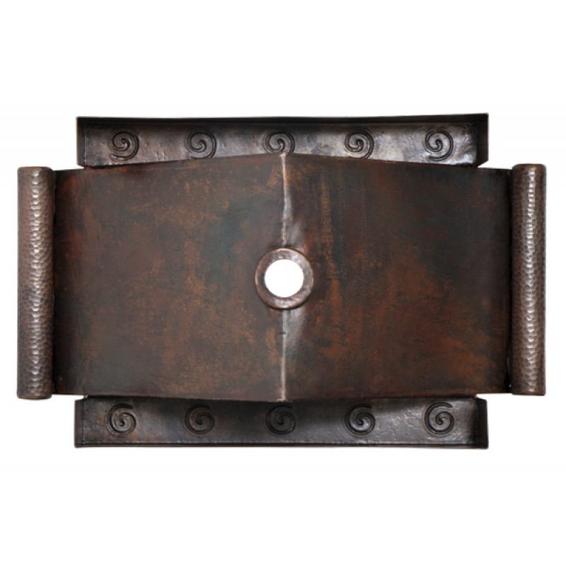 17" Rectangular Apron Inclined Bottom Hammered Copper Bathroom Sink
