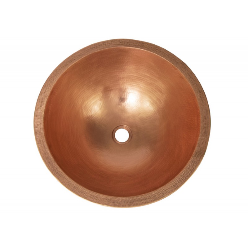 17" Round Double Wall Hammered Copper Bathroom Sink