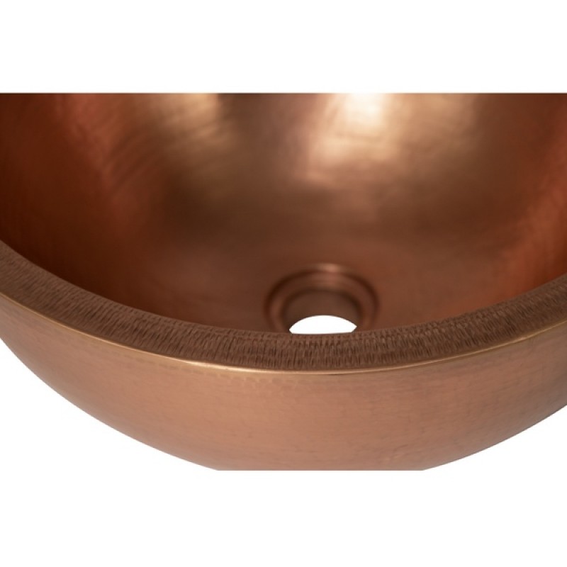17" Round Double Wall Hammered Copper Bathroom Sink