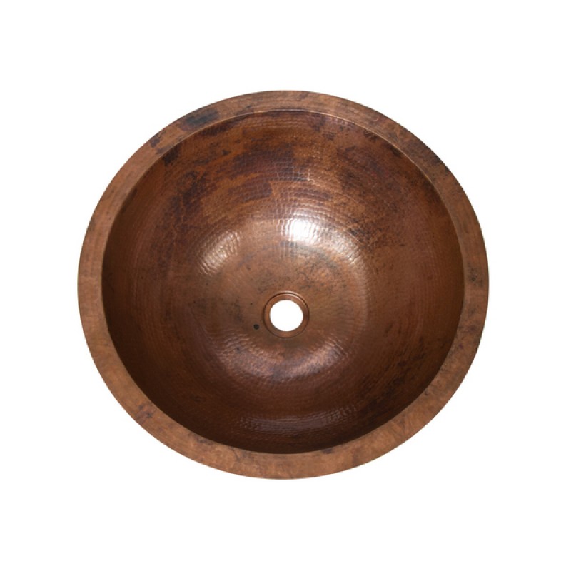 17" Round Hammered Copper Bathroom Sink