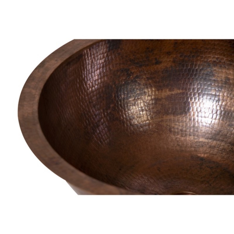 17" Round Hammered Copper Bathroom Sink