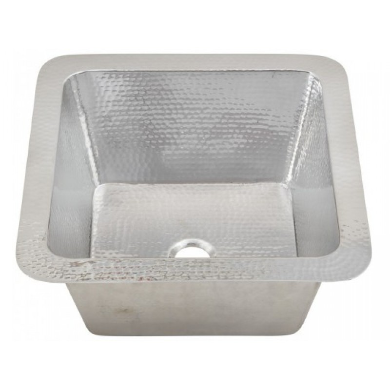 Hammered Stainless Steel Tamayo Square Bar/Prep Sink with Drain