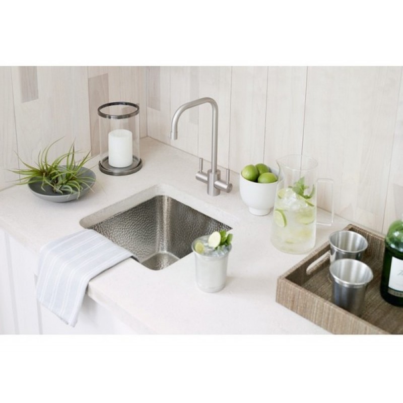 Hammered Stainless Steel Tamayo Square Bar/Prep Sink with Drain