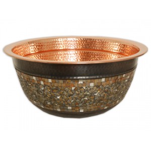 Murano Polished Copper Sink with Mirror Mosaic Wit...