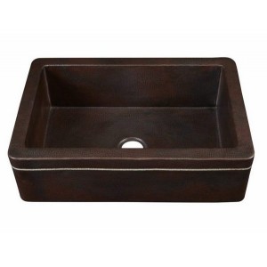 Kahlo Single Bowl Copper Farmhouse Sink in Aged Co...