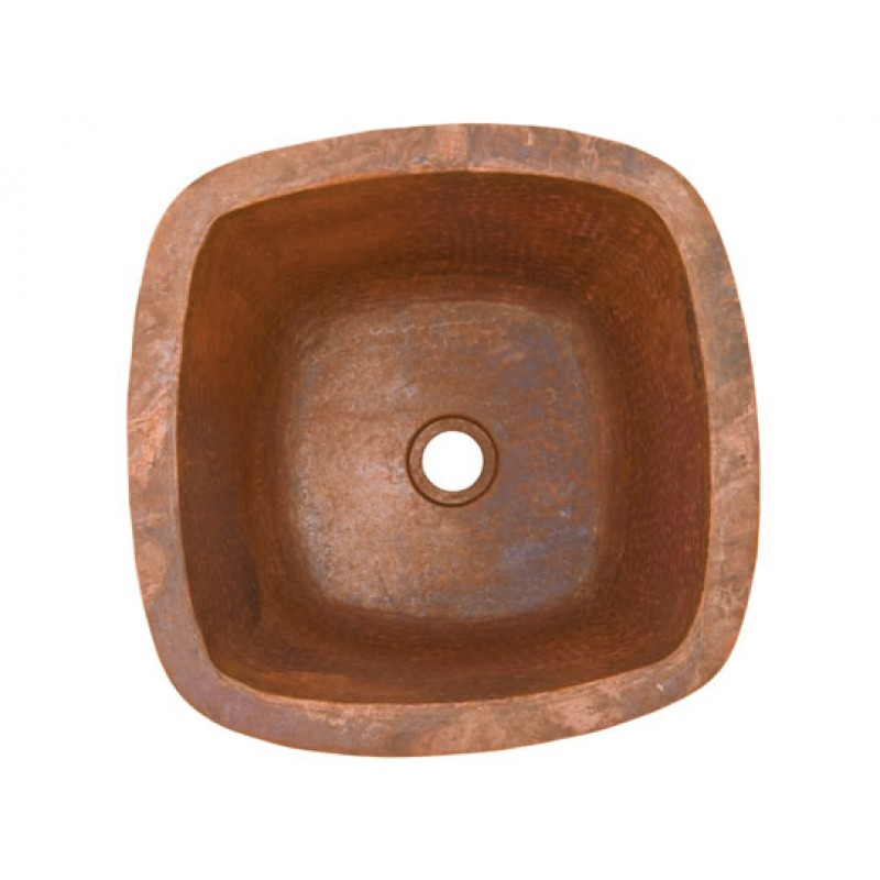 Tamayo Bar/Prep/Bathroom Square Undermount/Drop-In Sink, 12 in, Hammered Fired Copper