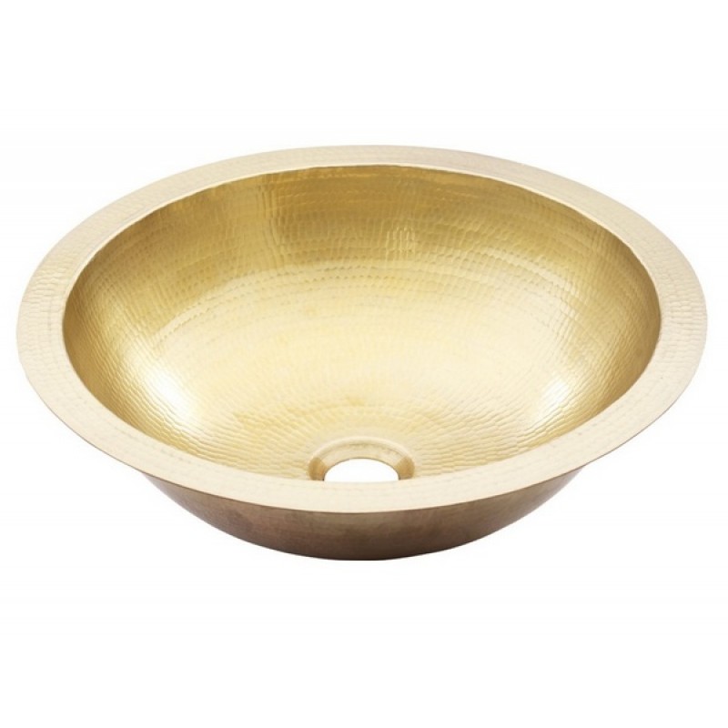 Tacambaro Antique Satin Gold Round Handcrafted Under Mount, Drop-In Sink
