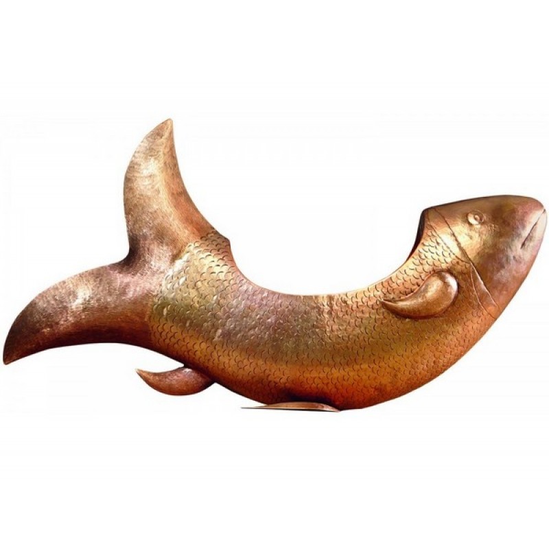Patzcuaro Fish Shaped Copper Vessel Sink in Antique Satin Gold Finish