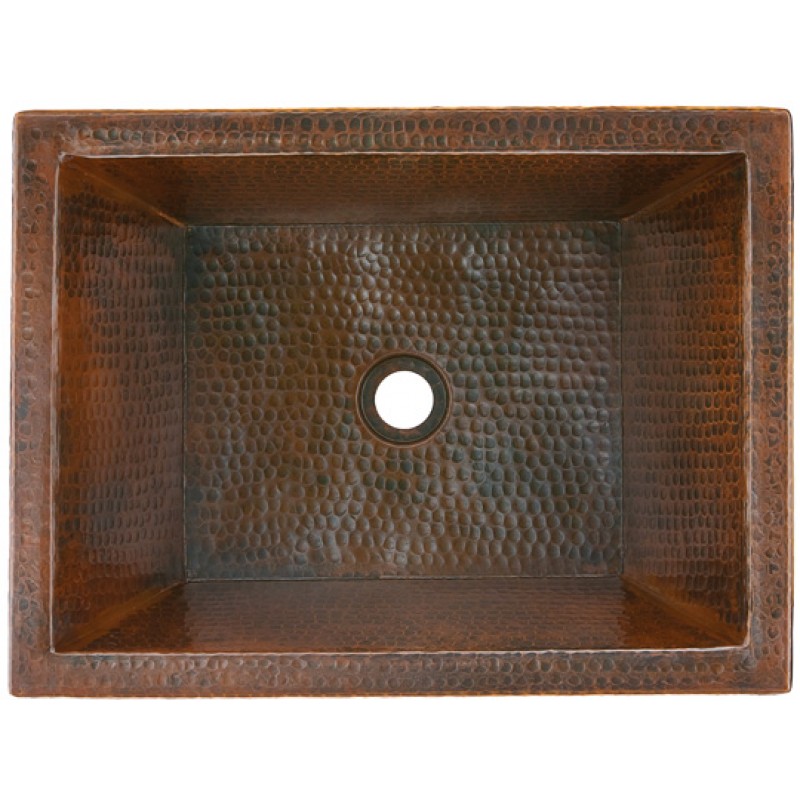 Diego II Rectangular Double Walled Copper Sink With Drain