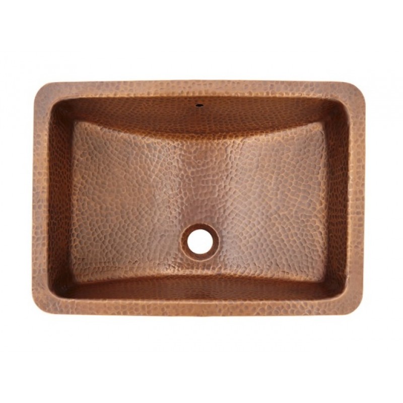 Taxco Bathroom Rectangular Undermount/Drop-In Sink with Overflow, 21 x 15 in, Hammered Antique Copper