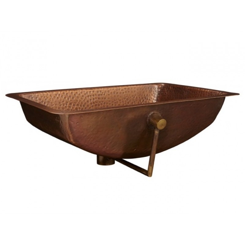 Taxco Bathroom Rectangular Undermount/Drop-In Sink with Overflow, 21 x 15 in, Hammered Antique Copper