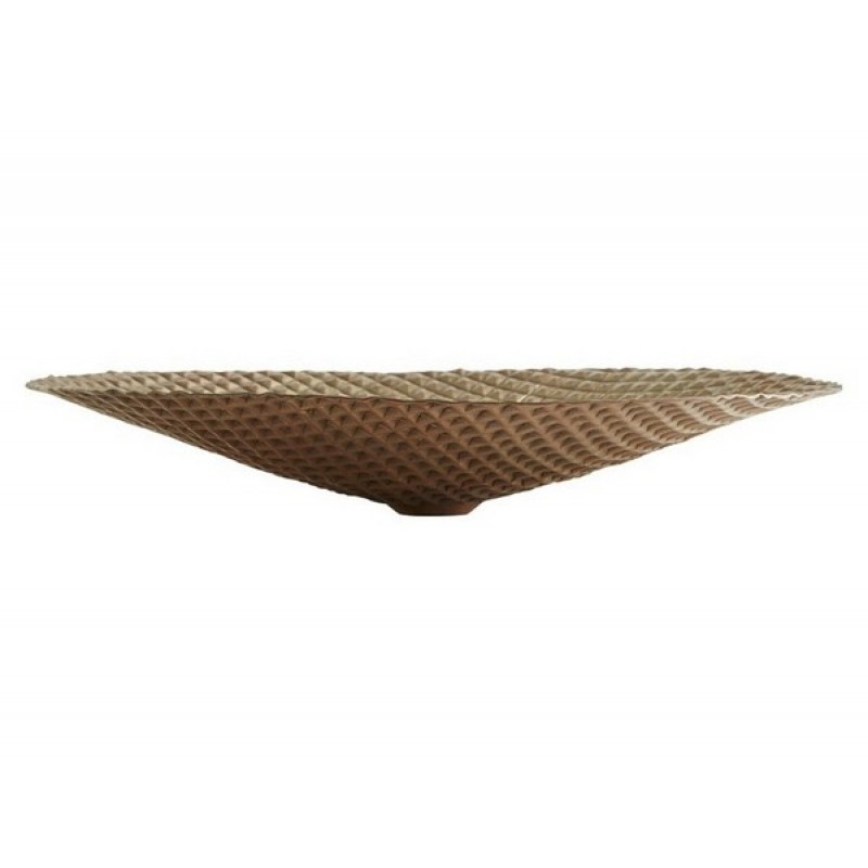 Puebla Bathroom Oval Vessel Sink, 19 x 16 in, Antique Satin Gold (Diamond Quilt)