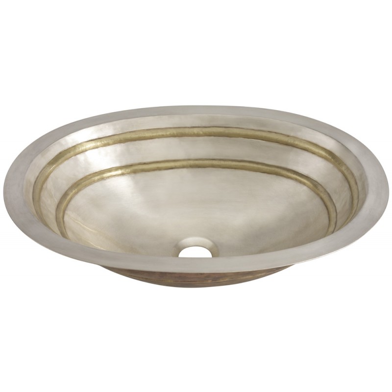 Quintana Bathroom Undermount/Drop-in Sink, 19 x 14 in, Smooth Satin Brass and Burnished Nickel