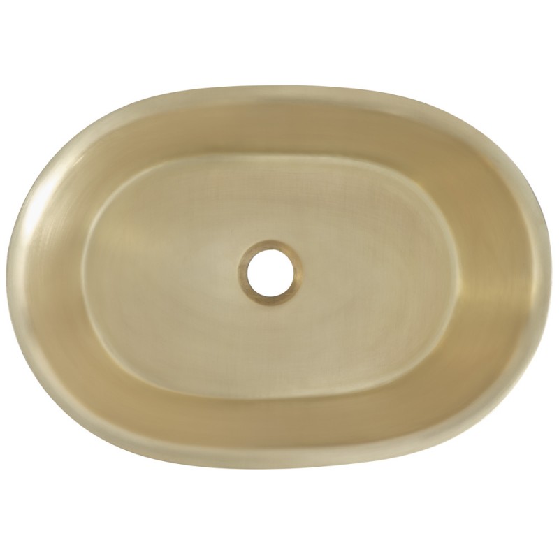 Quintana Bathroom Oval Vessel Sink, 17 x 12 in, Smooth Satin Brass and Burnished Nickel