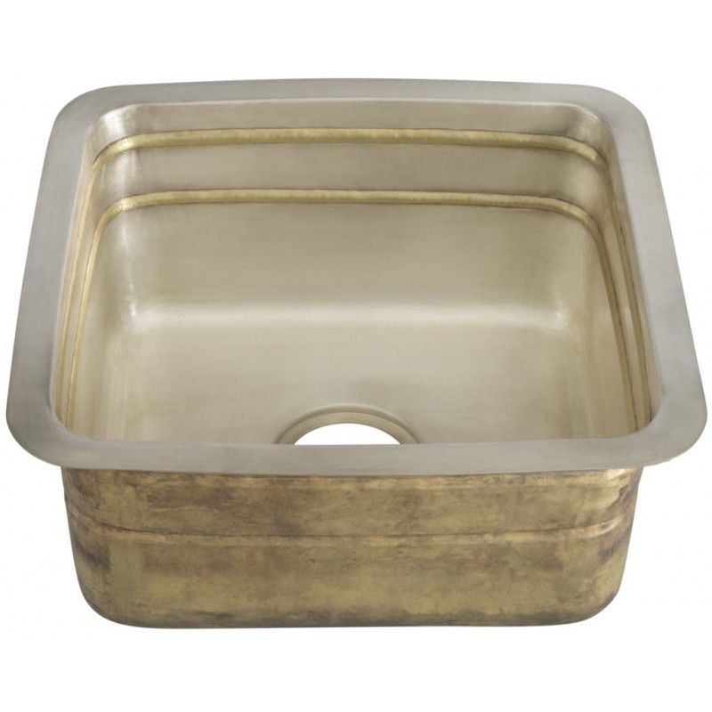 Quintana Square Undermount or Drop In Bar/Prep Sink, 17 x 15 in, Smooth Satin Brass and Burnished Nickel