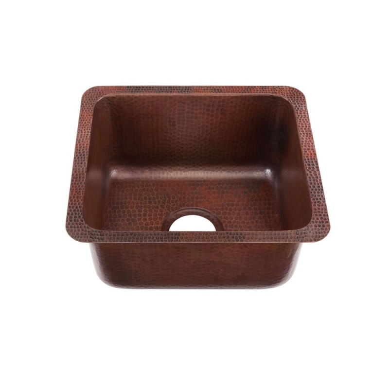 Rivera Undermount or Drop In Bar/Prep Sink, 17 x 15 in, Hammered Aged Copper