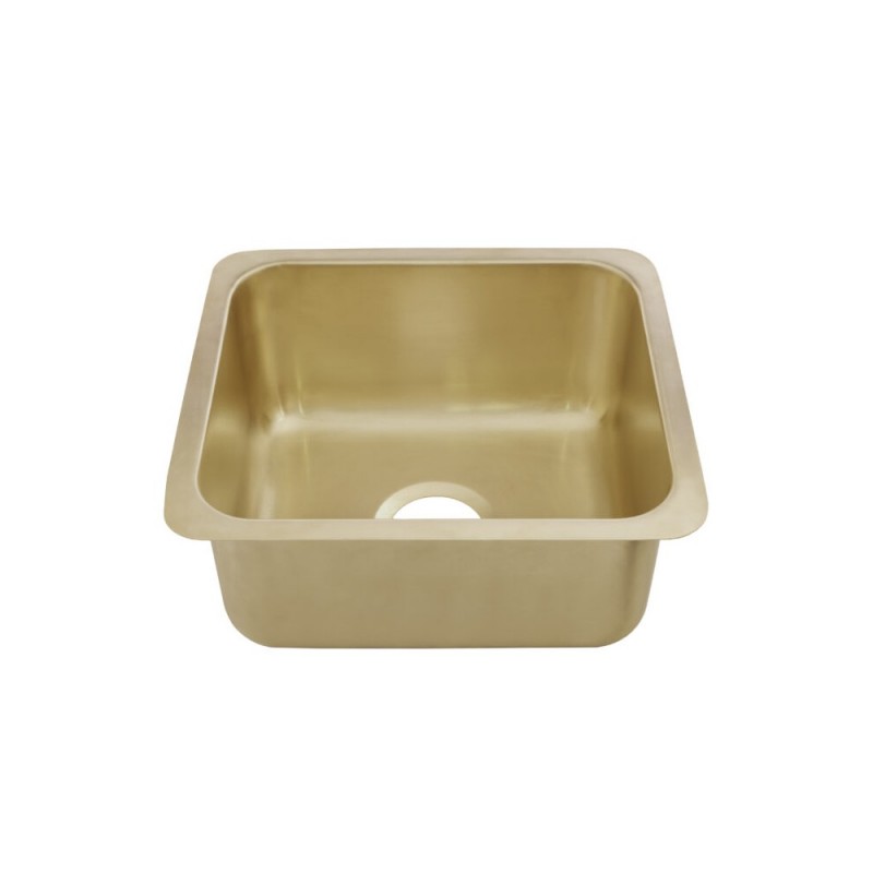 Rivera Undermount or Drop In Bar/Prep Sink, 17 x 15 in, Smooth Semi-Satin Brass