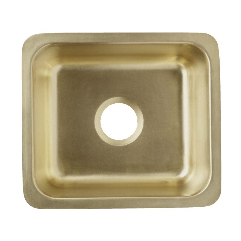 Rivera Undermount or Drop In Bar/Prep Sink, 17 x 15 in, Smooth Semi-Satin Brass