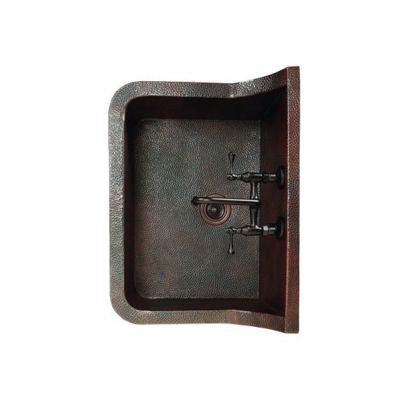 Country Toscana Black Copper Kitchen Sink With Disposal Flange